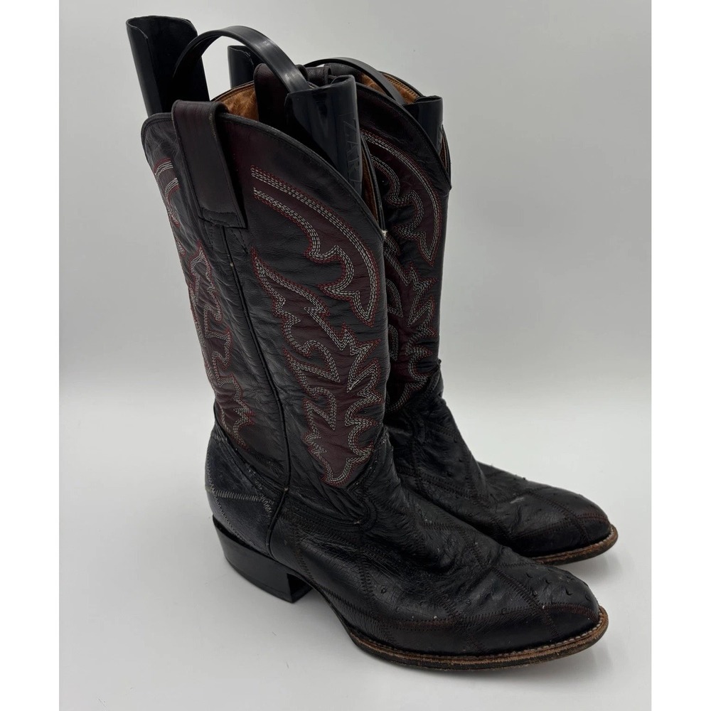 Vintage Bull Rider Black Leather Quill Western Boots Men's Size 10 EE Cowboy